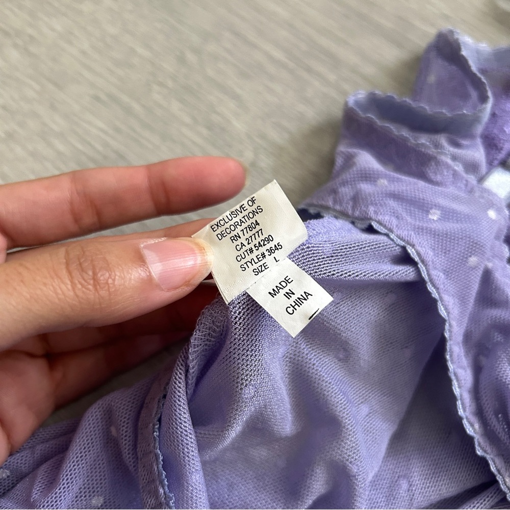 Dreamgirl Lavender Mesh Lace Flirty Slip Chemise Dress - Picture 5 of 7